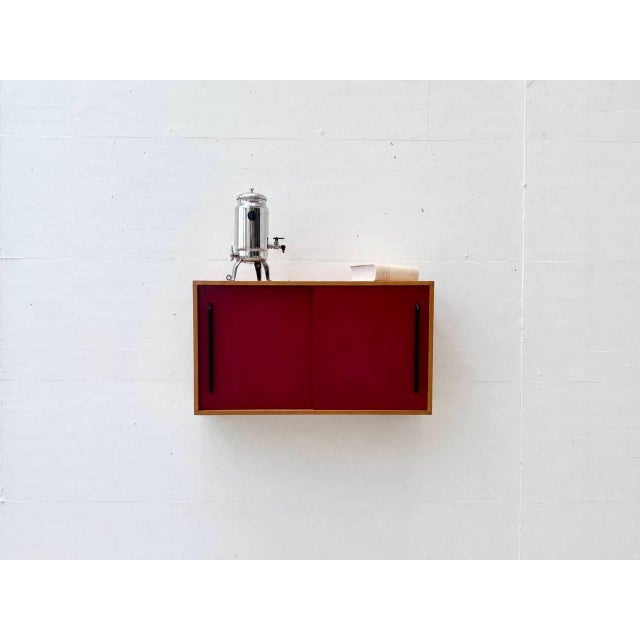 Mid-Century Modern Wall Cabinet with Red Sliding Doors, 1960s For Sale - Image 11 of 15