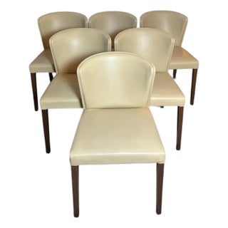 Crate and Barrel Curran Crema Dining Chairs Set of 6 For Sale