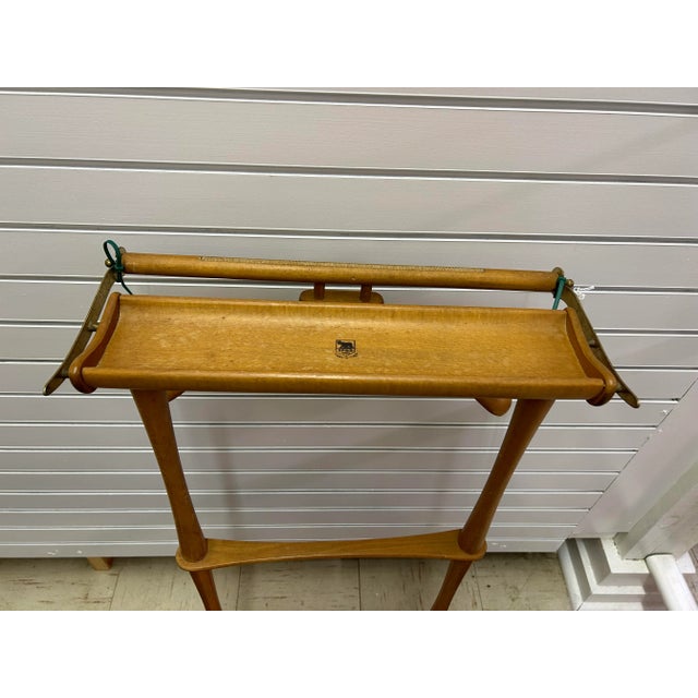 Mid-Century Modern 1960s Vintage Mid-Century Modern Italian Birch and Brass Men's Valet Chair With Drawer For Sale - Image 3 of 7