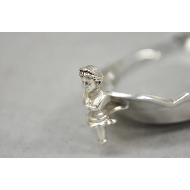 Antique French Renaissance Small Silver Plated Figural Twin Handle Trinket Dish For Sale - Image 12 of 17