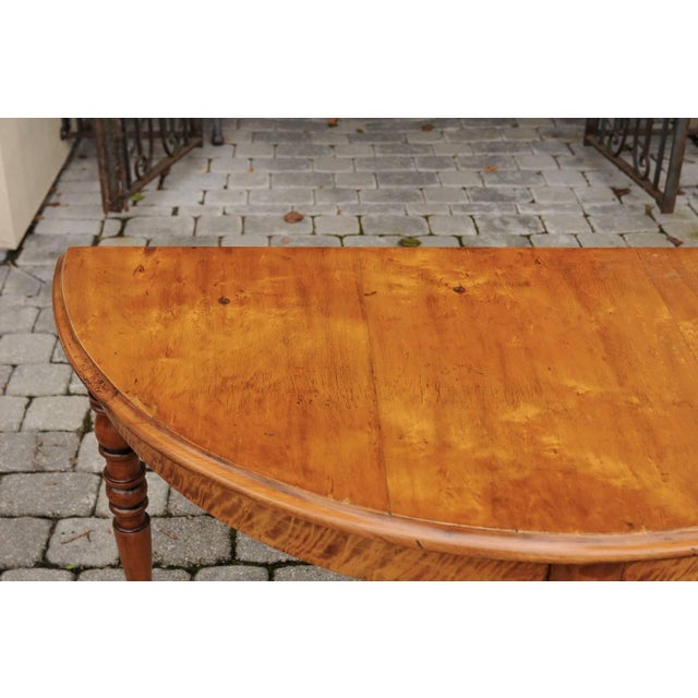 Pair of French Maple Demilune Tables with Turned Legs from the 1840s For Sale In Atlanta - Image 6 of 10