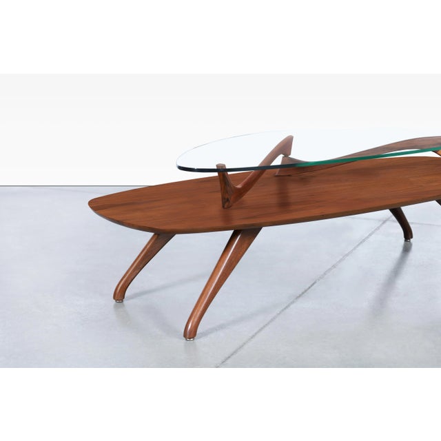 Sienna Mid-Century Modern Sculptural Walnut and Glass Coffee Table After Vladimir Kagan For Sale - Image 8 of 12