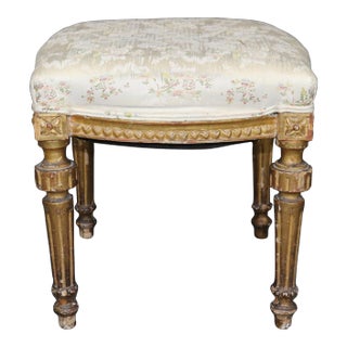 Gorgeous Old Gilded French Louis XVI Foot Stool Circa 1900 For Sale