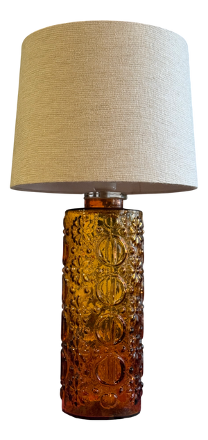 Large Vintage Glass Table Lamp in Amber by Gustav Leek for Orrefors, 1960s