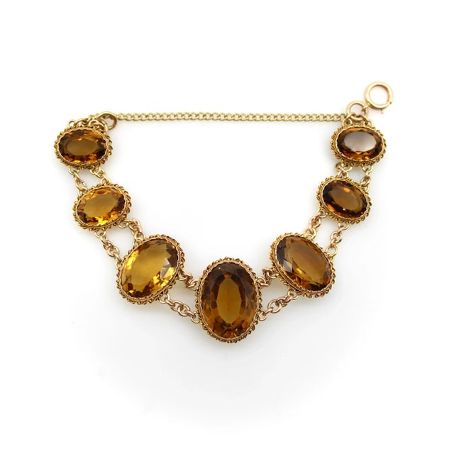 Victorian Late 19th Century Victorian 14k Gold and Citrine Gemstone Bracelet For Sale - Image 3 of 7