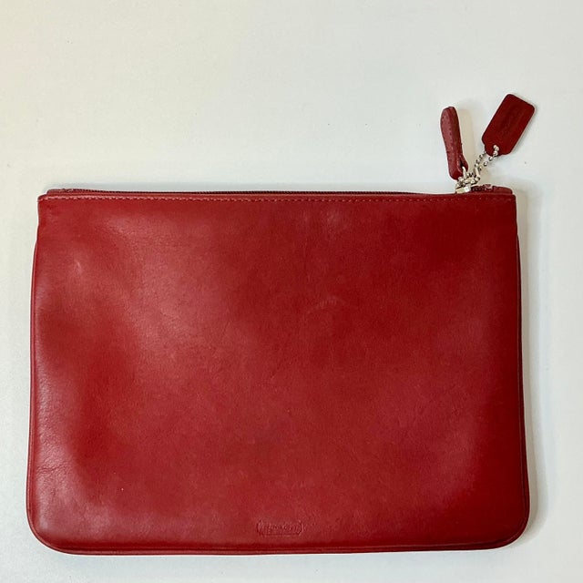 1996 Vintage Boho Chic Coach Red Leather Cosmetic Pouch. For Sale - Image 10 of 10
