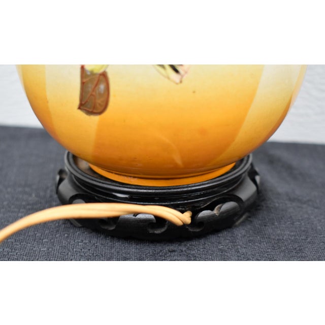 Antique Japanese Satsuma Vase Lamp Meiji Painted Porcelain Gold Bird Flower For Sale - Image 12 of 17