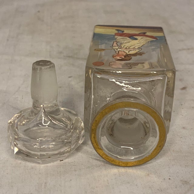 Brown Antique Bohemian Perfume Bottle: Hand-Painted Enamel Tennis Scene, c.1890-1910 For Sale - Image 8 of 9