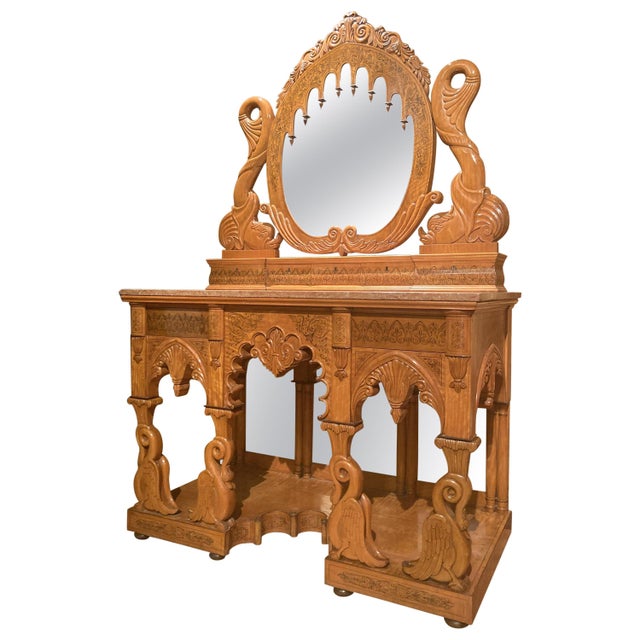 Italian Regency Hand Carved Maple Pier Console or Dressing Table with Mirror For Sale - Image 14 of 14