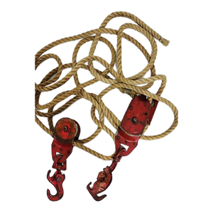 Vintage Surbin Durco Block & Tackle Double Wheel Pulley St. Louis Mo With Rope - Farmhouse Nautical;