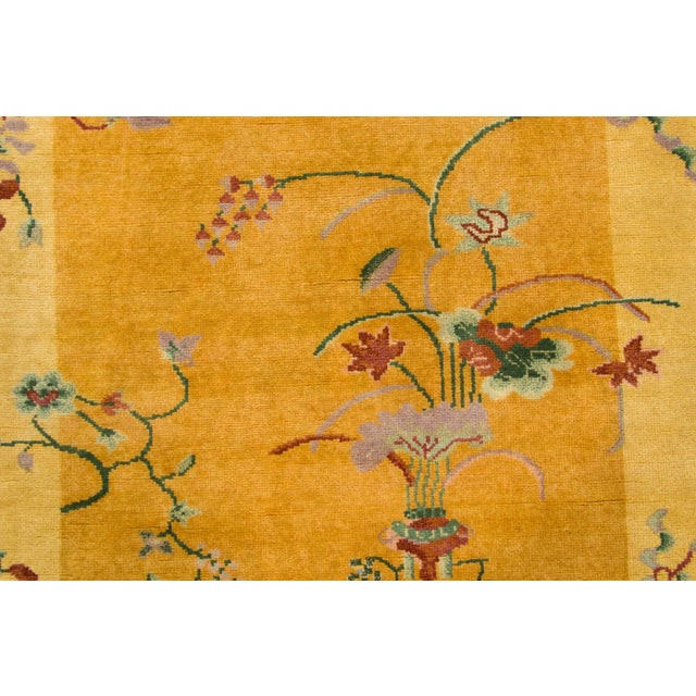 Rug & Kilim Contemporary Chinese Deco Style Gold & Coral Wool Runner by Rug & Kilim, India For Sale - Image 4 of 9