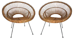 Set of French Rattan Chairs, 1960s