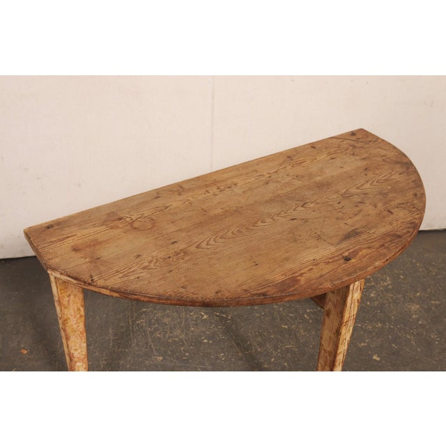 Early 20th Century Swedish Scraped Wood Demi-Lune Table For Sale - Image 11 of 11