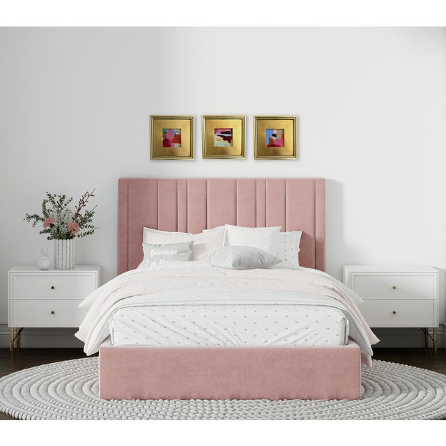 Abstract Curated Set of 3 Framed Mini Paintings in Pink, Blue and Red For Sale - Image 3 of 9