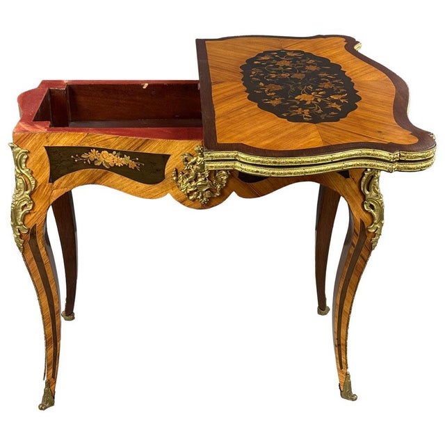 Late 19th Century French Napoleon III Game Table with Inlays and Brass Aplications, 1890s For Sale - Image 5 of 10