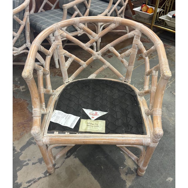 Wood Vintage Henry Link Rattan Dining Set. Palm Beach Regency For Sale - Image 7 of 18