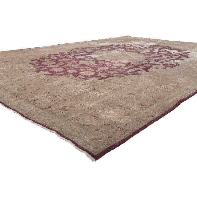 78594 Distressed Vintage Persian Kashan Rug, 08'01 x 11'09. Rugged beauty meets weathered charm in this distressed vintage...