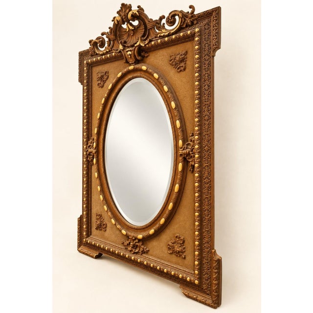 Large 19th Century Napoleon III Trumeau Mirror in Giltwood and Beveled Glass For Sale - Image 3 of 10