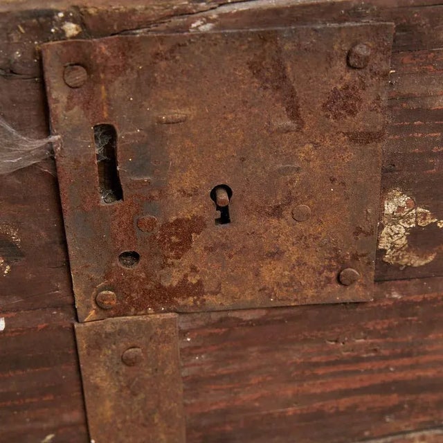 Vintage Brown Wooden Trunk For Sale - Image 4 of 5