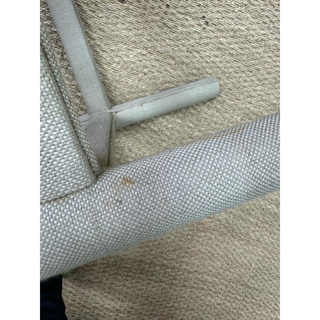 Wood Linen Bar Stool For Sale - Image 7 of 7