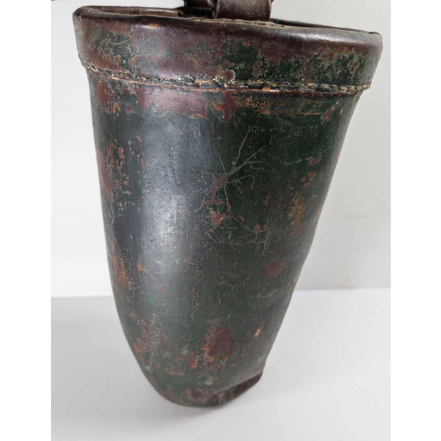 19th Century Rustic Farmhouse Green Painted Leather Fire Bucket For Sale In New York - Image 6 of 10