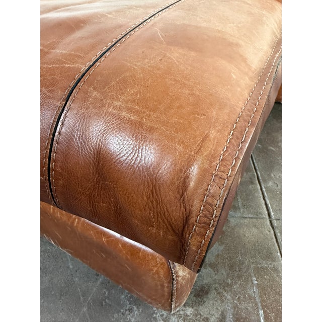 Brown Vintage 1970's Attributed to Roche Bobois Leather Lounge Chair With Ottoman Attributed For Sale - Image 8 of 16