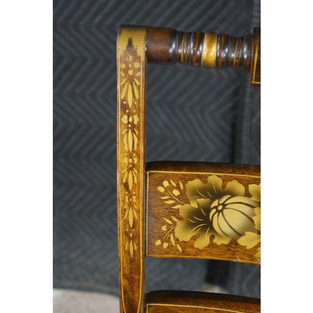 6 Vintage Nichols & Stone Co. Maple Hitchcock Style Stenciled Dining Chairs For Sale - Image 12 of 18