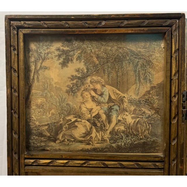 Antique Giltwood 3-Panel Screen | Boucher / Daullé Engravings, Four Seasons | French Rococo Revival Paravent For Sale - Image 15 of 16