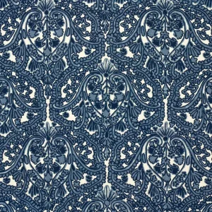 Schumacher Claremont Crewel Embroidery Fabric in Delft