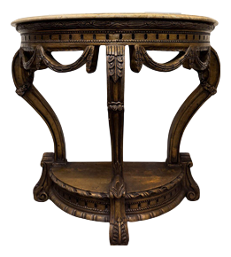 Giltwood Demi-Lune Console Table with Shaped Marble Top, 20th Century