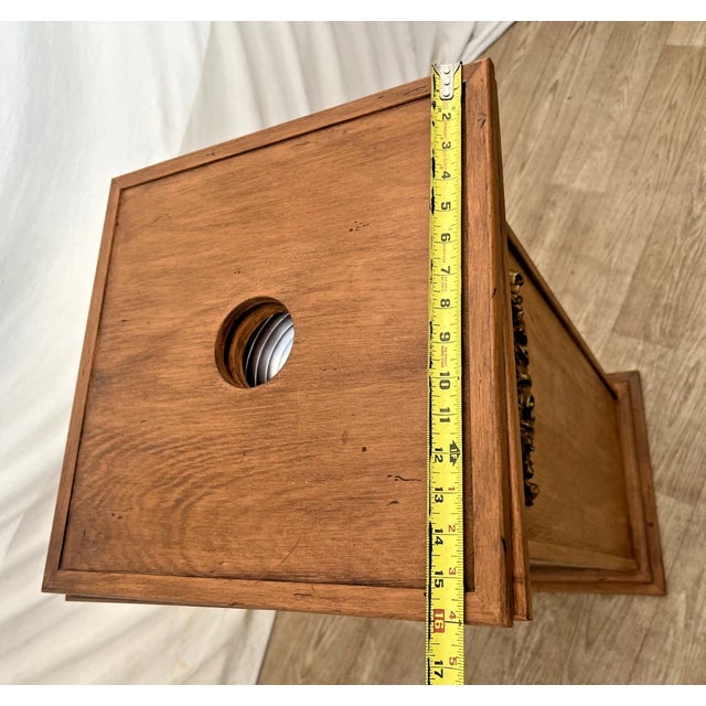 Vintage Large Display Stand Illuminated Spinning Top French Style Light Walnut For Sale - Image 15 of 16