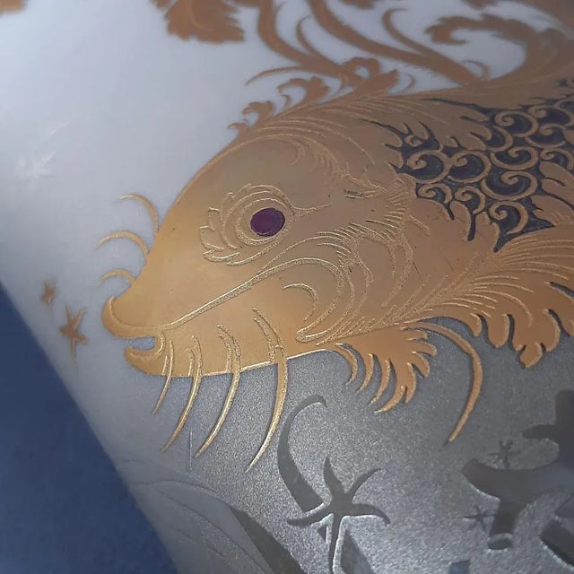 Ceramic Handmade 24 Karat Gold-Plated Porcelain Goldfish Vase from Morbelli, 1970s For Sale - Image 7 of 14