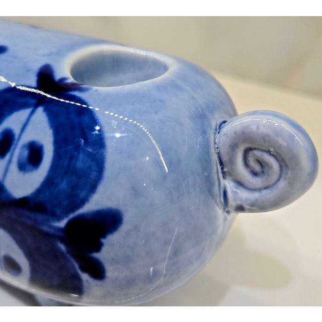 Ceramic Lisa Larson Gustavsberg Blue Pig Ceramic Candleholder, Studio Pottery Modernist Sweden For Sale - Image 7 of 10