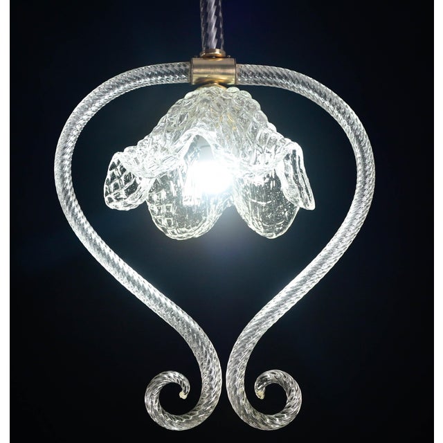 Charming Art Decò Barovier & Toso Pendant Light Chandelier Murano Glass, 1970s For Sale - Image 9 of 11
