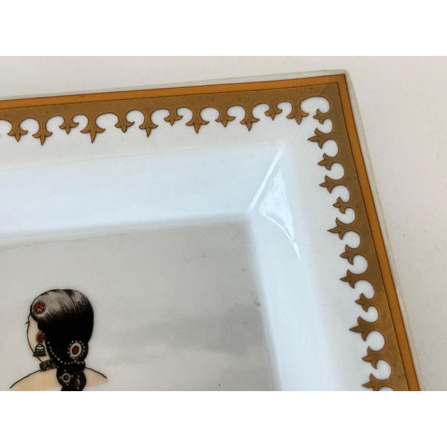 Hermès Jaipur Style French Porcelain Vide-Poche or Ashtray With Indian Miniature Portrait For Sale - Image 4 of 17