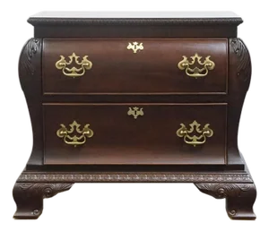 Century Furniture Solid Mahogany Traditional Style 32" Two Drawer Bombe Nightstand