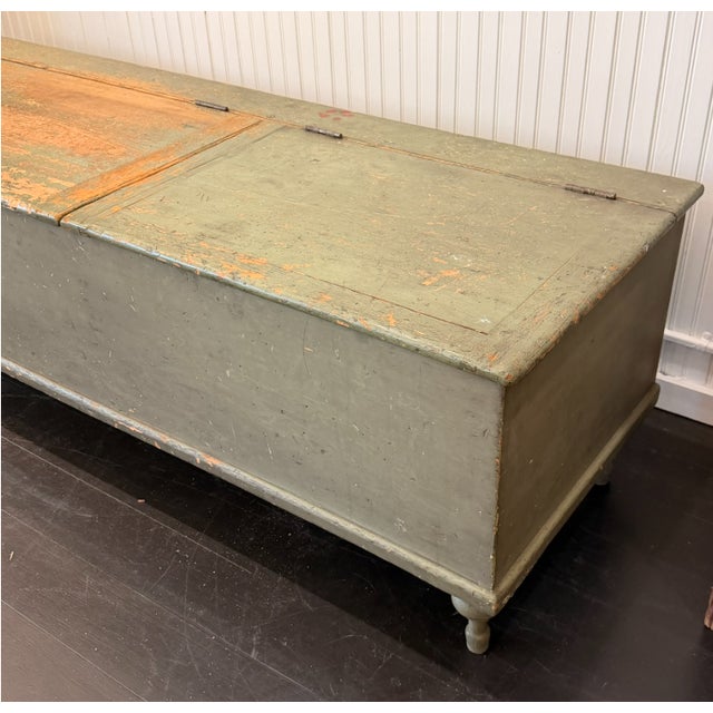 Late 19th Century Long Painted Pine 19th Century American Storage Trunk For Sale - Image 5 of 10