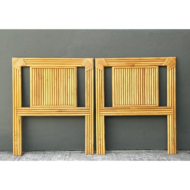 Vintage Wrapped Rattan Twin Headboards - Pair For Sale - Image 10 of 12