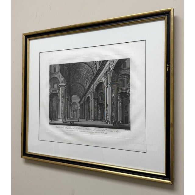 Traditional Antique Engraving of St. Peter’s Basilica by Giovanni Balzar After Piranesi For Sale - Image 3 of 12
