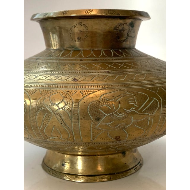 Vintage Traditional Lota Etched Brass Pot Water Vase Indian Chairish