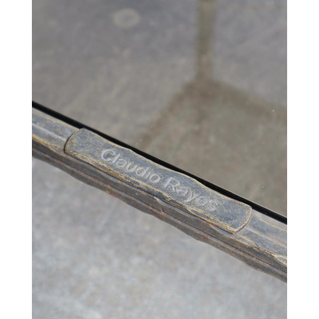 Late 20th Century Vintage Claudio Rayes Two-Tier Metal and Glass Side Table For Sale - Image 5 of 8