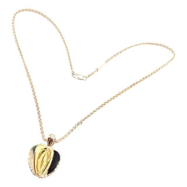 Cartier Yellow Gold Double C 3d Apple Pendant Chain Necklace For Sale