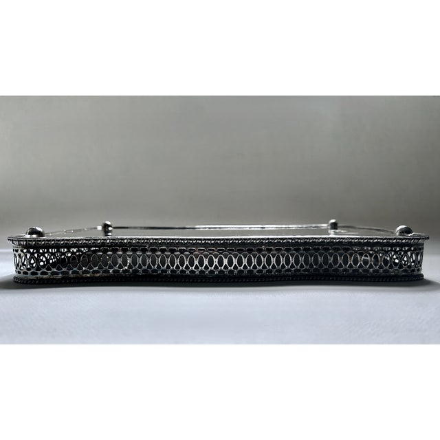 Vintage Sheffield England Rimmed Silver Plated Copper Tray For Sale - Image 15 of 18