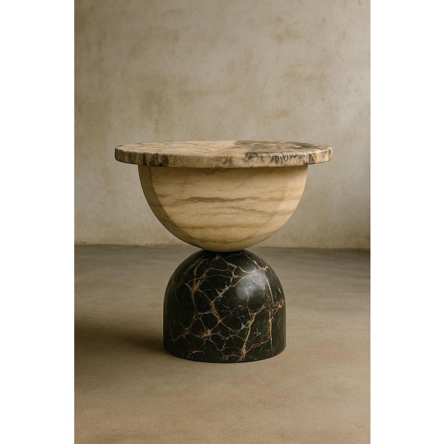 Contemporary Moon Side Table in Marble and Onyx by Marsica Fossati For Sale - Image 3 of 10