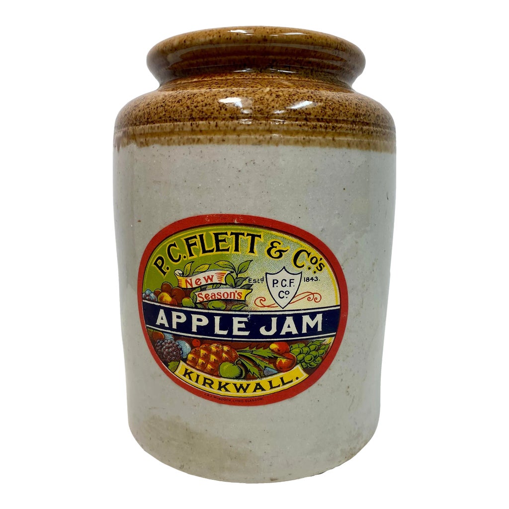 Vintage P.C.Flett & Co Stoneware Apple Jam Jar From Scotland