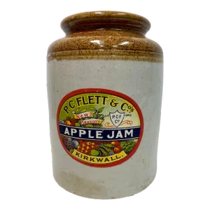 Vintage P.C.Flett & Co Stoneware Apple Jam Jar From Scotland