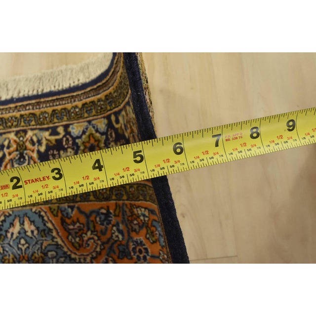 Qom Rug 3’7” X 5’3” Blue Wool Vintage Traditional Hand-Knotted Carpet For Sale - Image 10 of 12