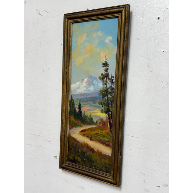 Design Plus Gallery presents a Vintage Framed Oil Painting of Mountain Landscape. This vintage framed oil painting depicts...
