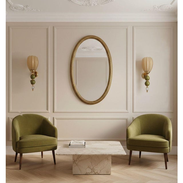 Mid-Century Modern 1990s Olive Green and Amber Murano Glass Sconces - a Pair For Sale - Image 3 of 13