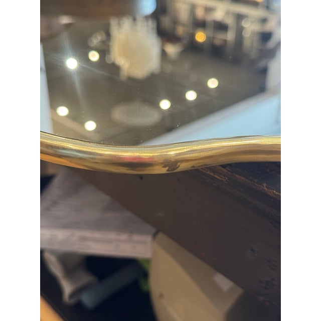 Curvy Brass Oval Mirror For Sale - Image 4 of 9